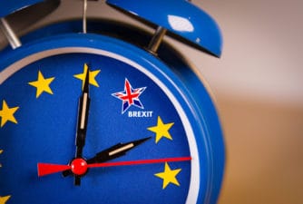 Retro alarm EU clock representing the countdown until Brexit.