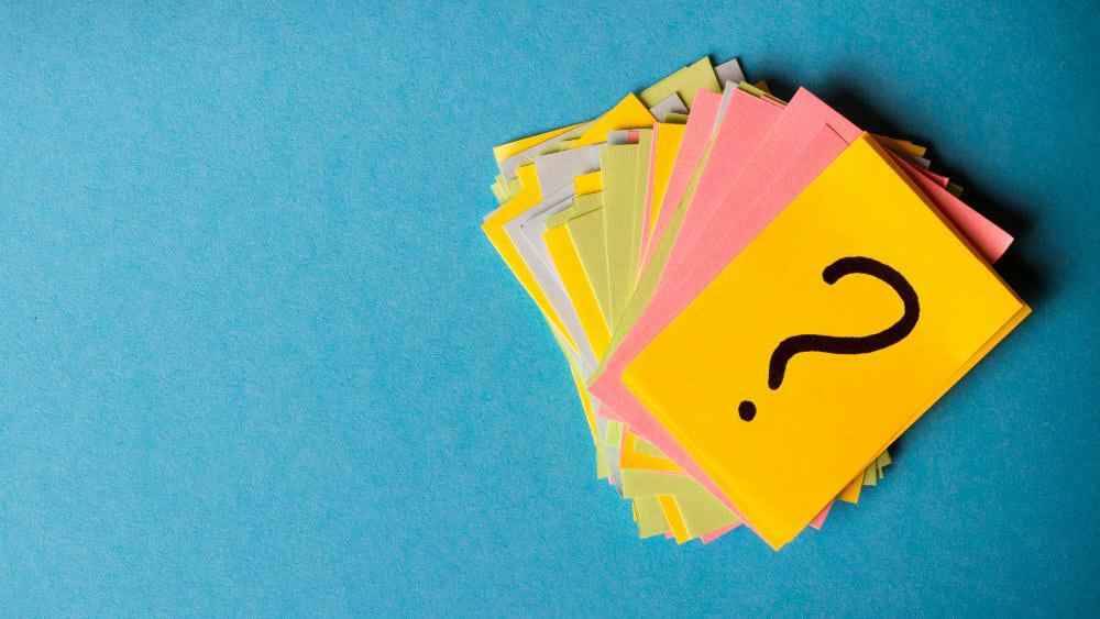 Question mark on post-it notes