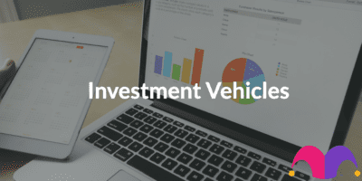 A chart on a computer with the text "Investment Vehicles"